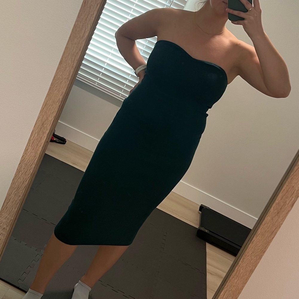 Abercrombie & Fitch Strapless Dark Green Dress